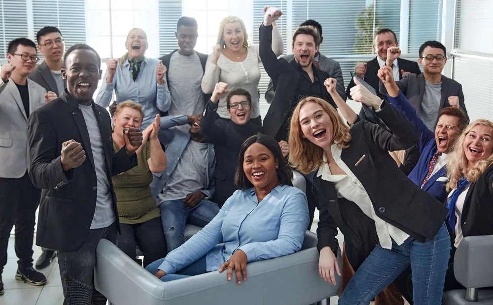 a group of people posing for a photo